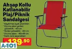 AHŞAP KOLLU KATLANABİLİR PLAJ PİKNİK SANDALYESİ